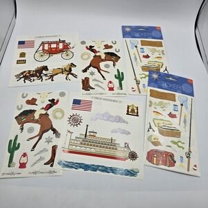 Vtg Mrs. Grossmans Stickers Cowboys Fishing Ship Western